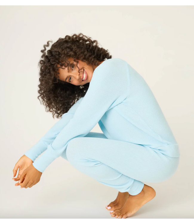 Textured Essentials Pajama Set-Light Sky