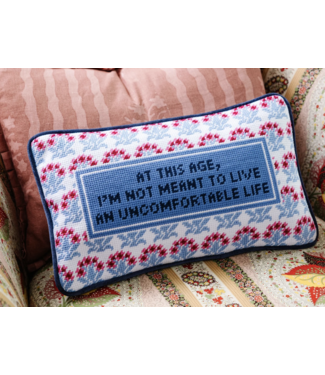 Furbish Studio Needlepoint "Uncomfortable Life" Pillow