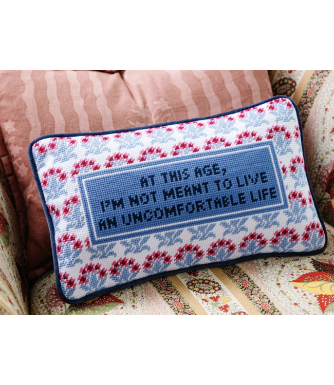 Needlepoint "Uncomfortable Life" Pillow