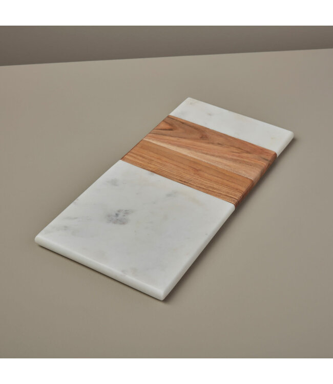 White Marble & Wood Reversible Rectangular Board