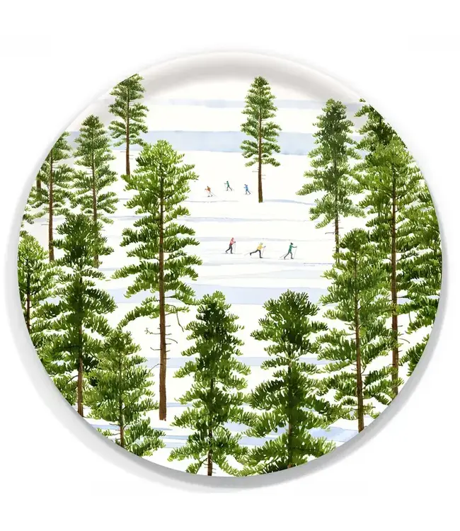 Caskata Winter Skiers Large Round Tray