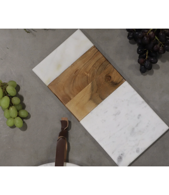 White Marble & Wood Reversible Rectangular Board