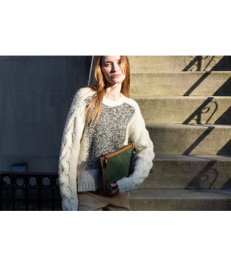 Mabel Olive Suede Clutch