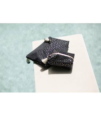 Navy Suede Gold Foil Pouch