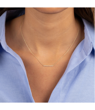 Adina Eden Diamond Pave 14KG Bar Necklace
