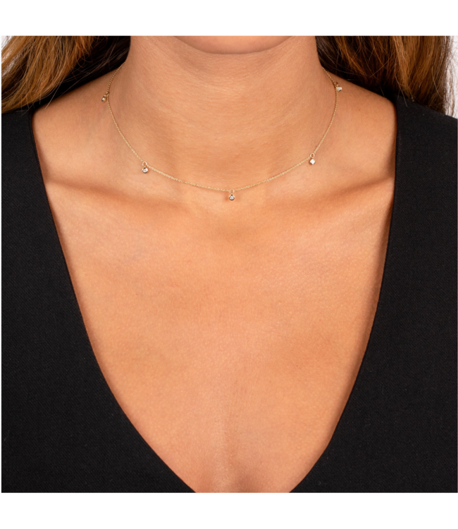 Diamond Multi Bezel 14KG Necklace