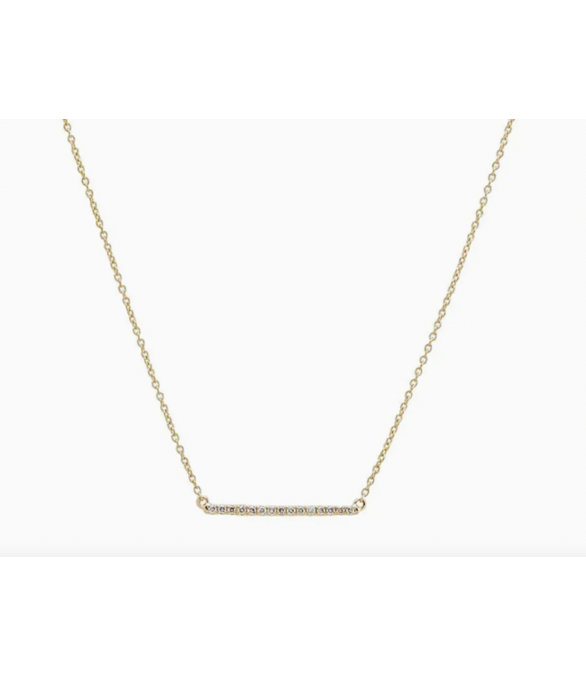 Diamond Pave 14KG Bar Necklace