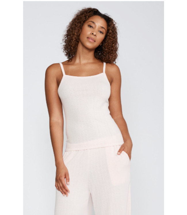 Pointelle Rib Tank and Pant Set-Pink Sand