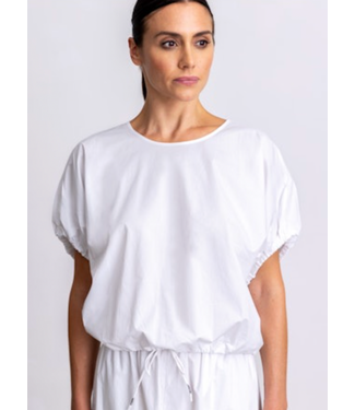 Go Bubble Cotton Poplin Blouse-White