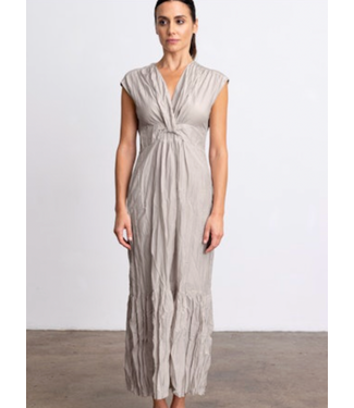 Crinkle Silk/Cotton Voile Dress-Sand