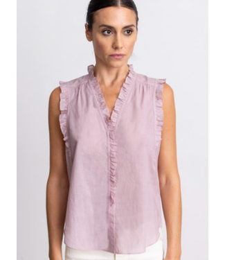 Ruffle Me Up Cotton Voile Blouse-Navy