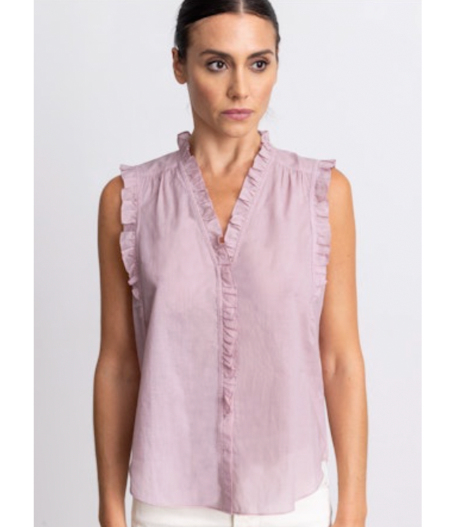 Ruffle Me Up Cotton Voile Blouse-Navy