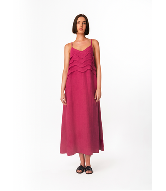 Haris Cotton Linen Dress w Frills-black