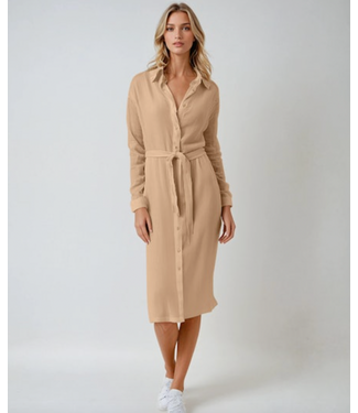 Haris Cotton Linen Gauze Shirt Dress-available in navy(see image)