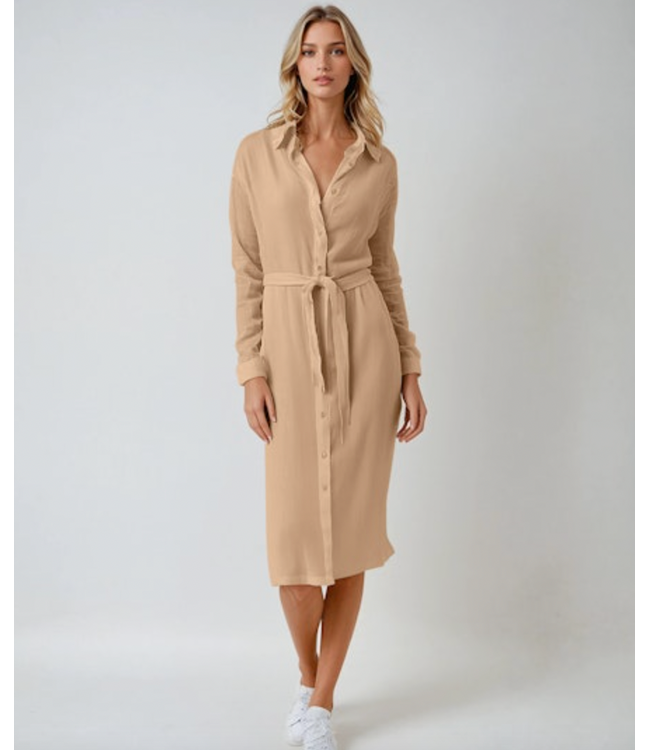 Linen Gauze Shirt Dress-available in navy(see image)
