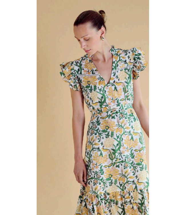 Allegra Floral Flutter Sleeve Dress