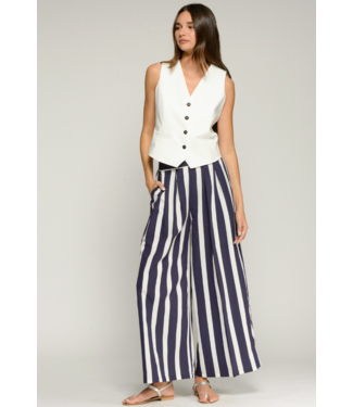 Navy Stripe Cotton Pant