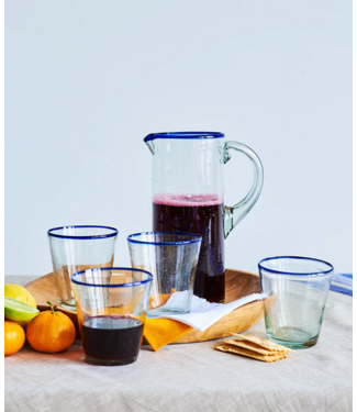 Blue Rim Cylinder Pitcher