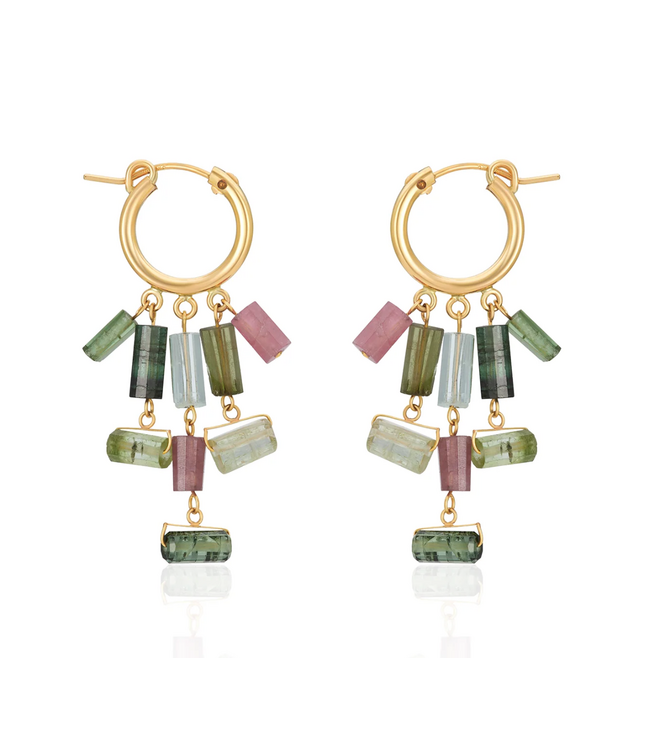 Tourmaline Tube Cluster Hoops