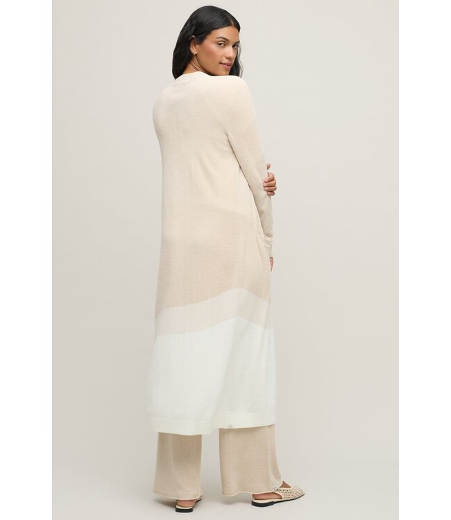 Colorblock Long Cardigan-Stone Multi