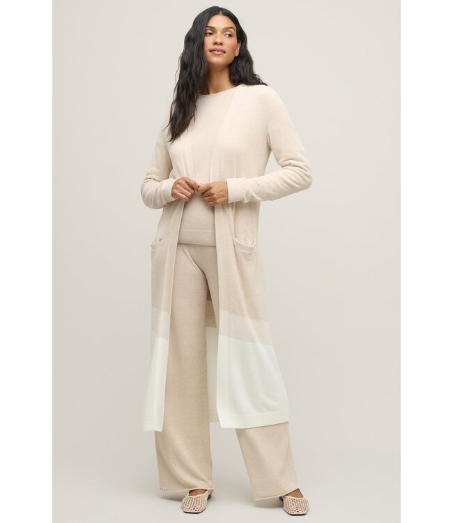 Colorblock Long Cardigan-Stone Multi