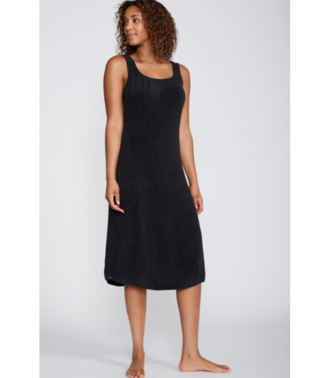 Rib Midi Dress-Black