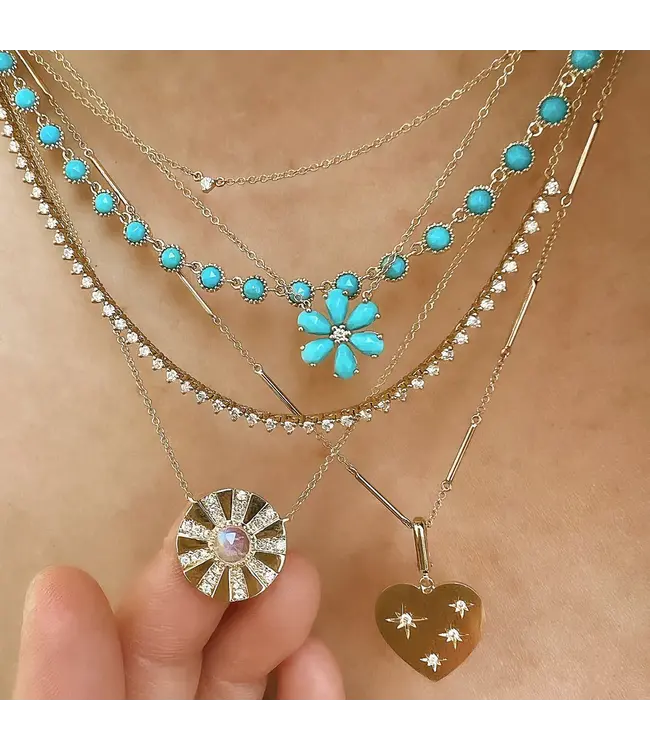 Daisy Turquoise & Diamond Necklace