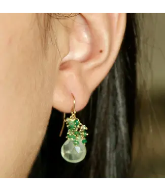 Mabel Chong Cluster Gem Emerald Drop Earrings