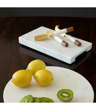 Garnet White Marble & Acacia Gold Cheese Set