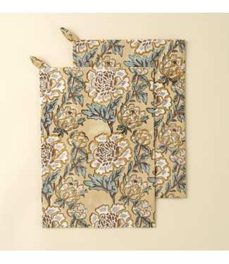 indaba Block Print Tea Towels S/2