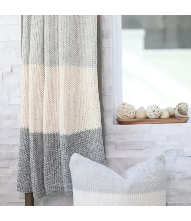 Marl Moss Cotton Stripe Knitted Throw-available in 2 colors