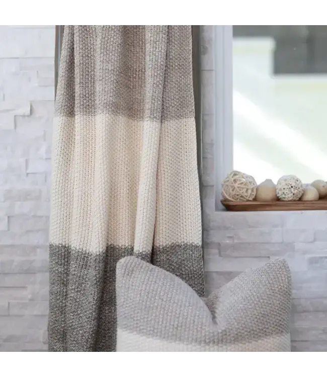 Marl Moss Cotton Stripe Knitted Throw-available in 2 colors
