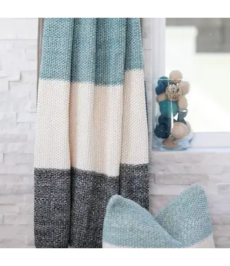 Darzzi Marl Moss Cotton Stripe Knitted Throw