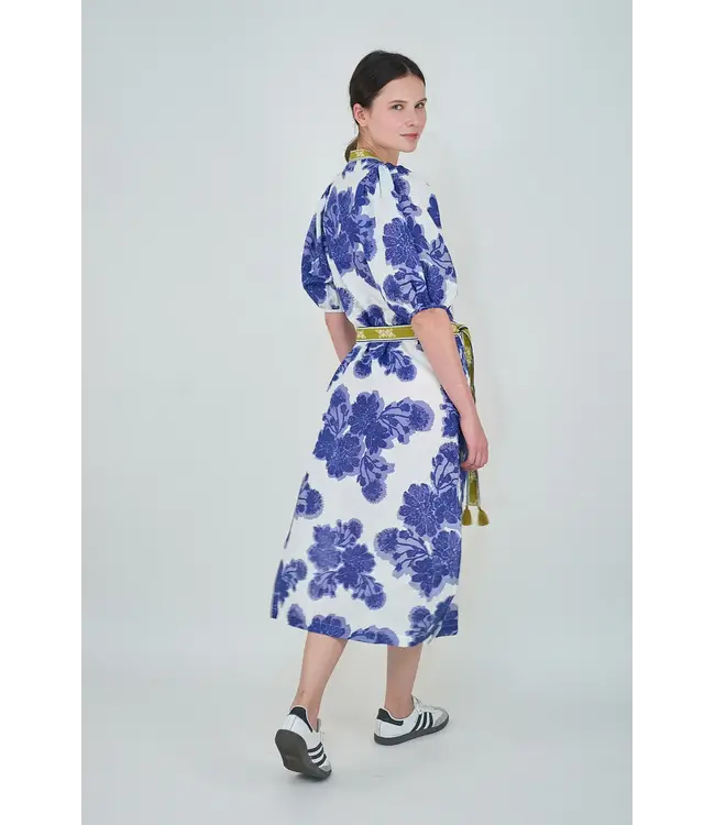 Blue Flower Cotton-Linen Tunic