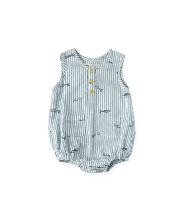 Pehr Seersucker Pocket One-Piece in Sardine