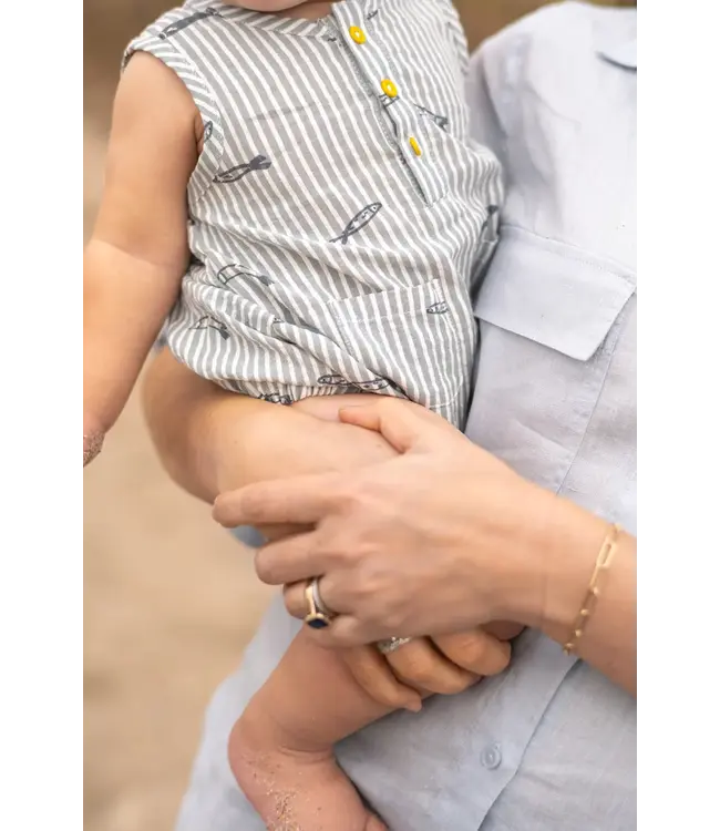 Seersucker Pocket One-Piece in Sardine