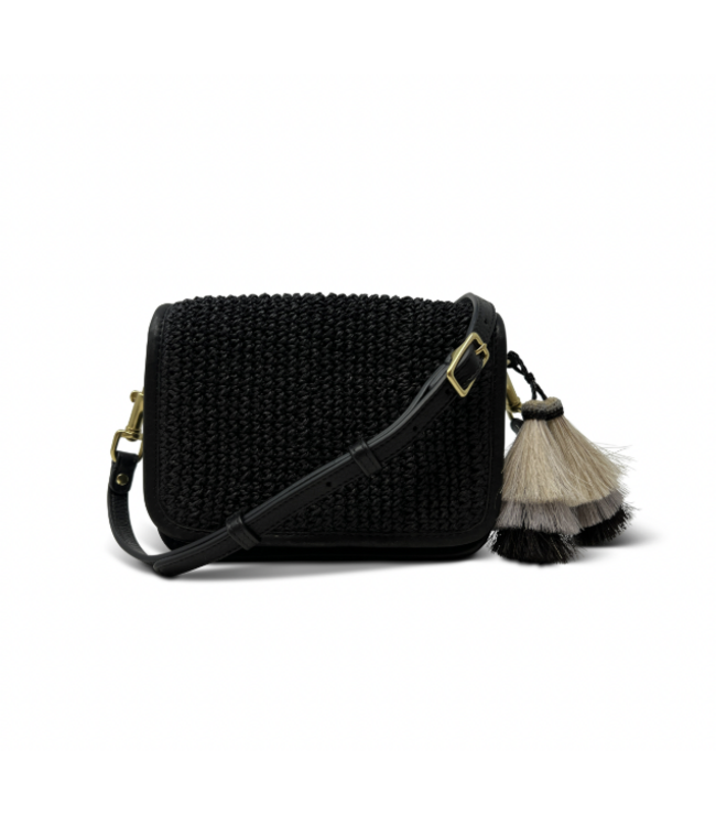 Mini Mia Crossbody Black Raffia