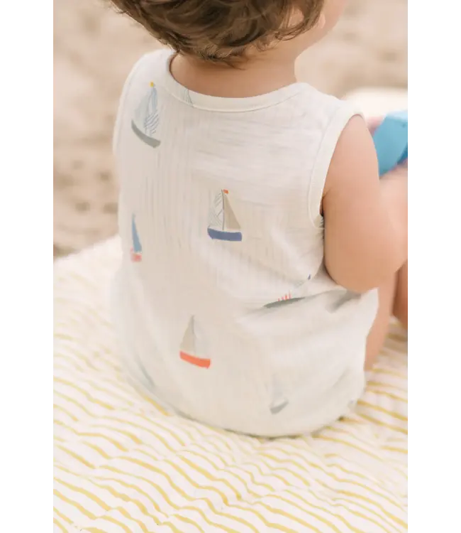 Cotton Sleeveless One-Piece in Set Sail
