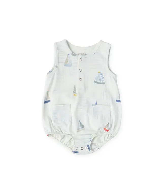 Cotton Sleeveless One-Piece in Set Sail