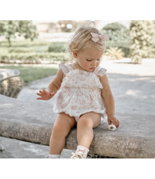 Swan Toile Cotton Romper