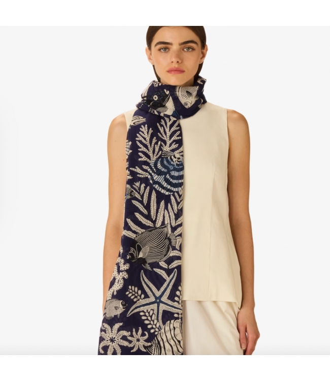 Neptune Cotton Bleu Marine Scarf