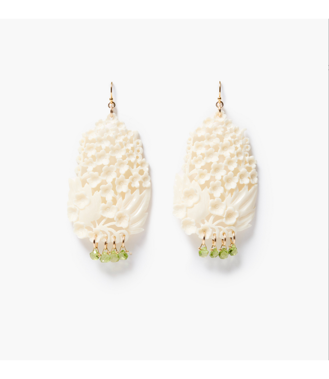 Peridot Flower Motif Earrings