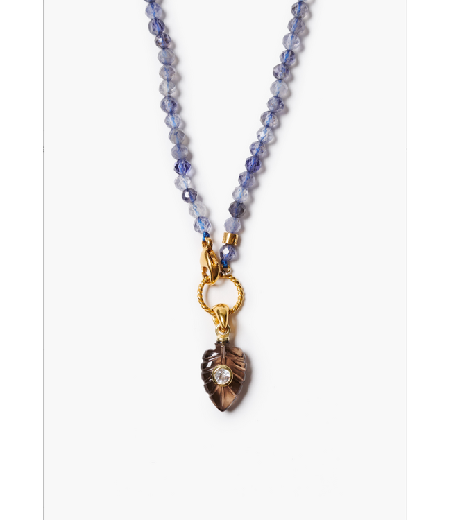 Iolite/Smoky Quartz Leaf Necklace