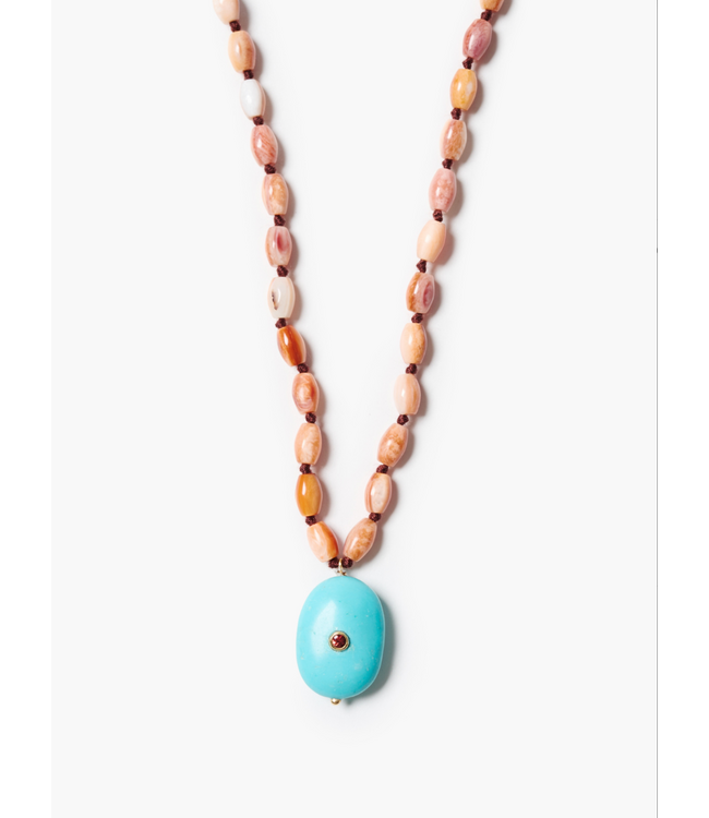 Turquoise/Orange Sapphire Necklace