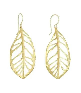 C Weitzman Natural Plumeria Leaf Earrings