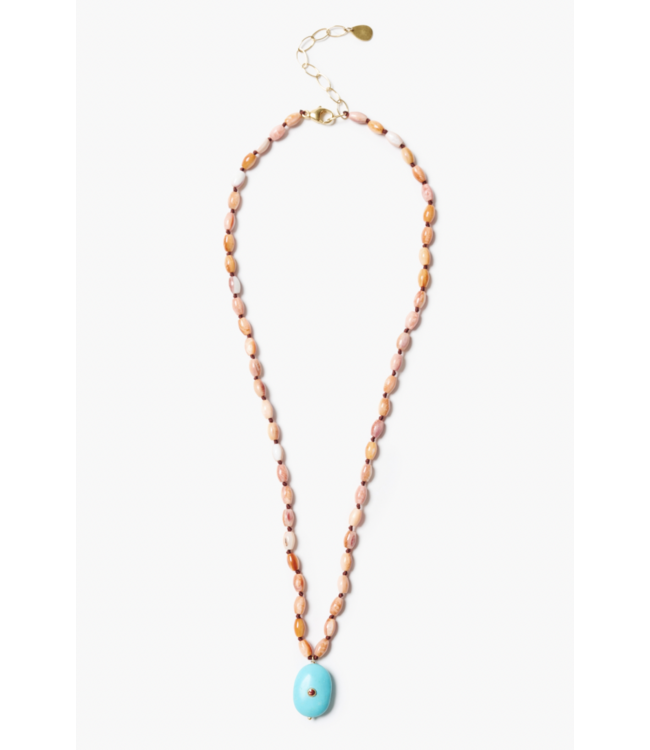 Turquoise/Orange Sapphire Necklace