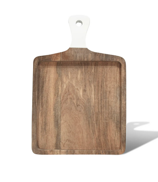 Acacia Square Board with White Handle