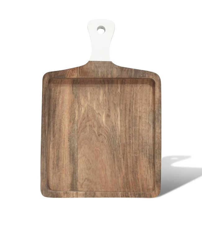Acacia Square Board with White Handle