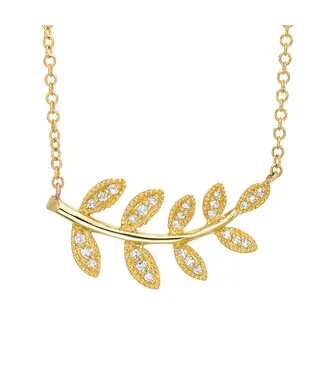Leaf Diamond and 14KG Necklace