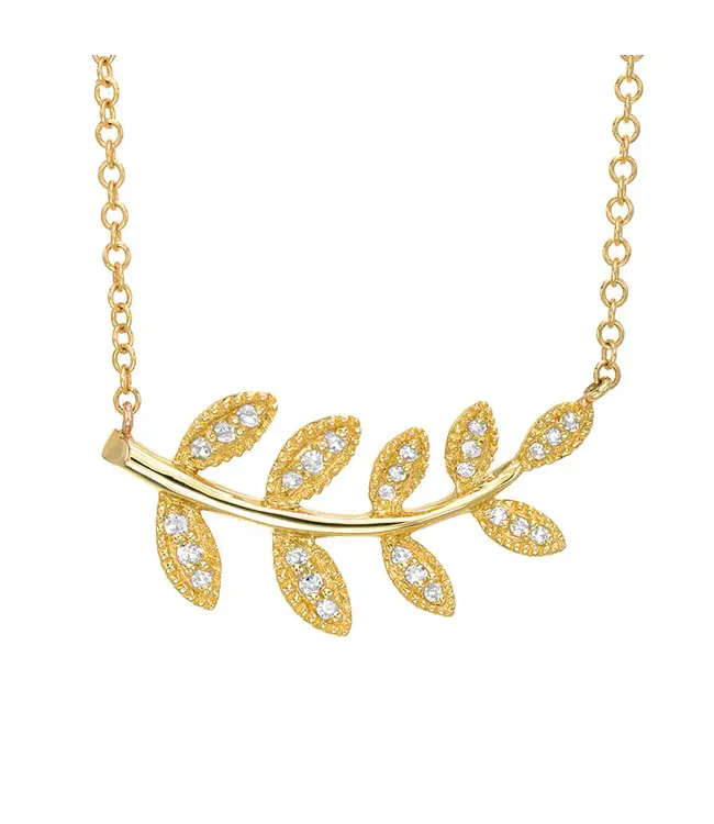 Leaf Diamond and 14KG Necklace